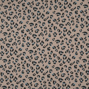 Mousseline/dubbel gehaakte stoffen Luipaard – taupe/petroleum, 