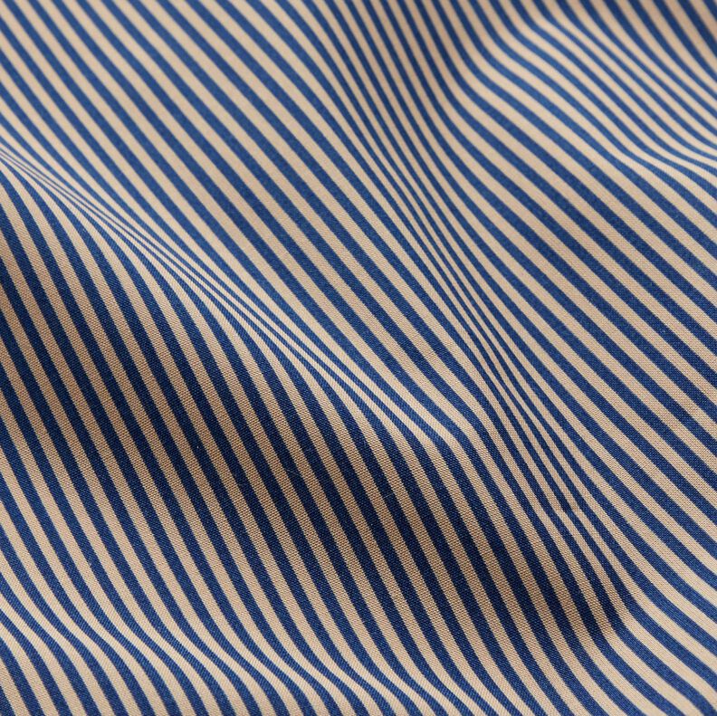 Overhemdenstof verticale strepen – marineblauw/beige, image number 2