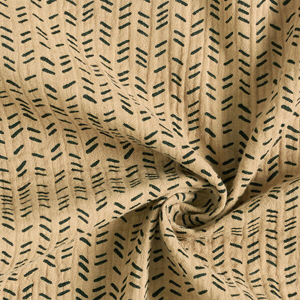 Mousseline/dubbel gehaakte stoffen Zigzag strepen – donkerbeige, image number 3