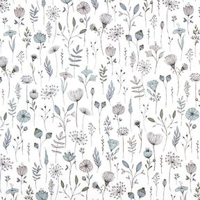 Decostof Half panama Bloementekening – ecru/zwart, 