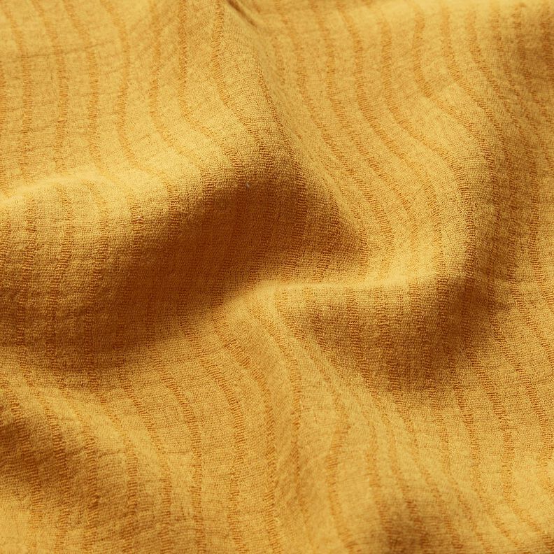 Linnen-katoen-mix Jacquard Golvenmotief – currygeel,  image number 2