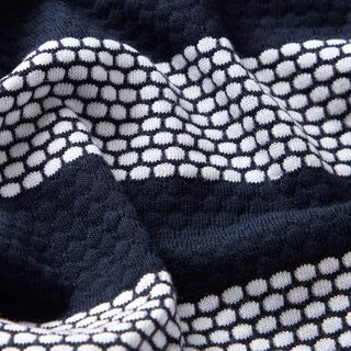 Katoenjersey gestippelde strepen – marineblauw/wit, 