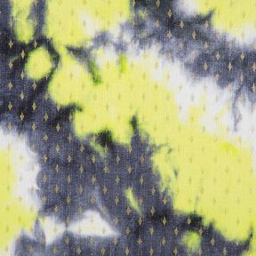 Gebreide kanten batik en gouden diamanten – marineblauw/neongeel, 