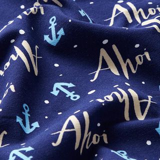 Katoenjersey Ahoi – marineblauw/lichtbeige, 