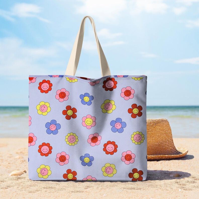 Gecoate katoen vrolijke bloemen | Poppy Fabrics – babyblauw/roze,  image number 9