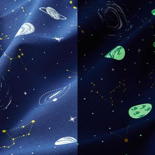 Decostof Canvas Glow in the Dark Planetarium – marineblauw, 