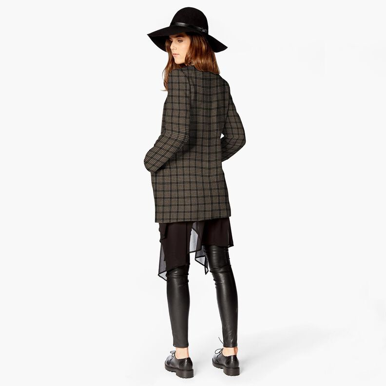 Gebreide stretch mantelstof ruiten – zwart/beige, image number 6