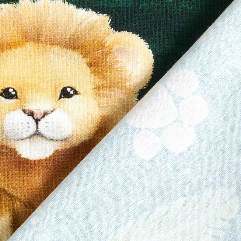 Katoenjersey Schattige leeuw Panel | Glitzerpüppi  – donkergroen/reekalf,  image number 5