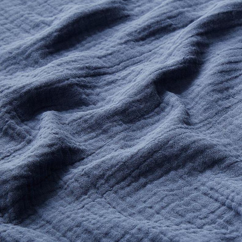 GOTS Mousseline/dubbel gehaakte stoffen | Tula – jeansblauw,  image number 3