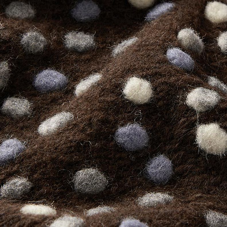 Gebreide wol kleurrijke knoppen – donkerbruin,  image number 2