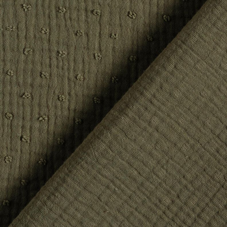 Mousseline/dubbel gehaakte stoffen dobby – kaki,  image number 4