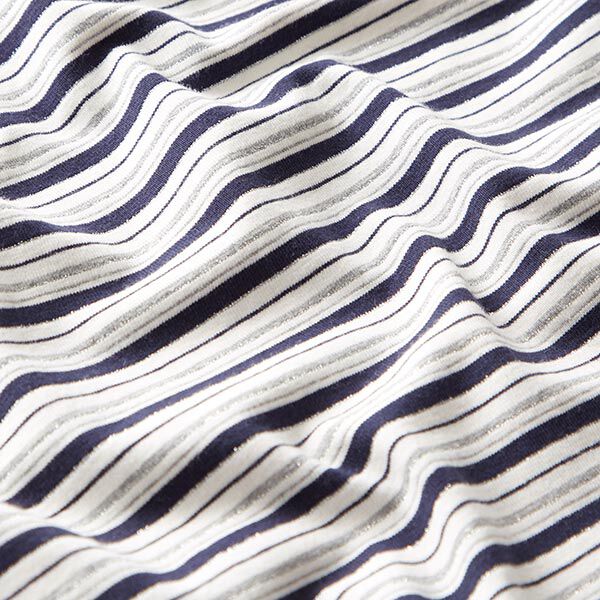 Glitterjersey Katoen Strepen – ecru/navy, image number 2