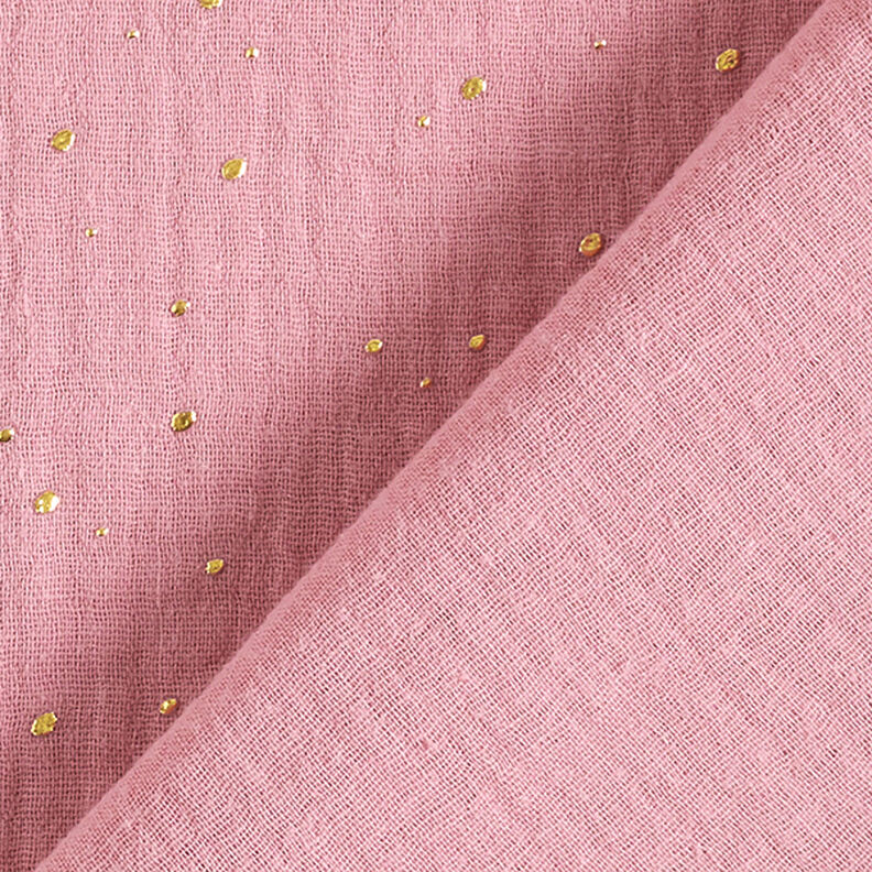 Katoenen mousseline verspreide gouden vlekken – roze/goud,  image number 4