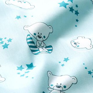 Katoenen stof Cretonne Beertje – babyblauw, 