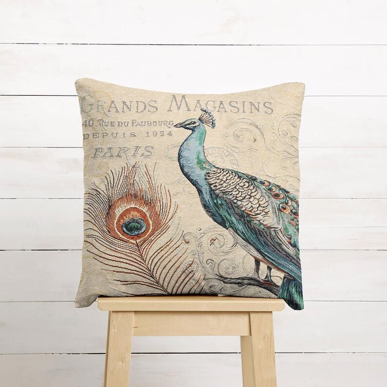 Decopaneel Gobelin Pauw &ndash; lichtbeige/blauw,  image number 6