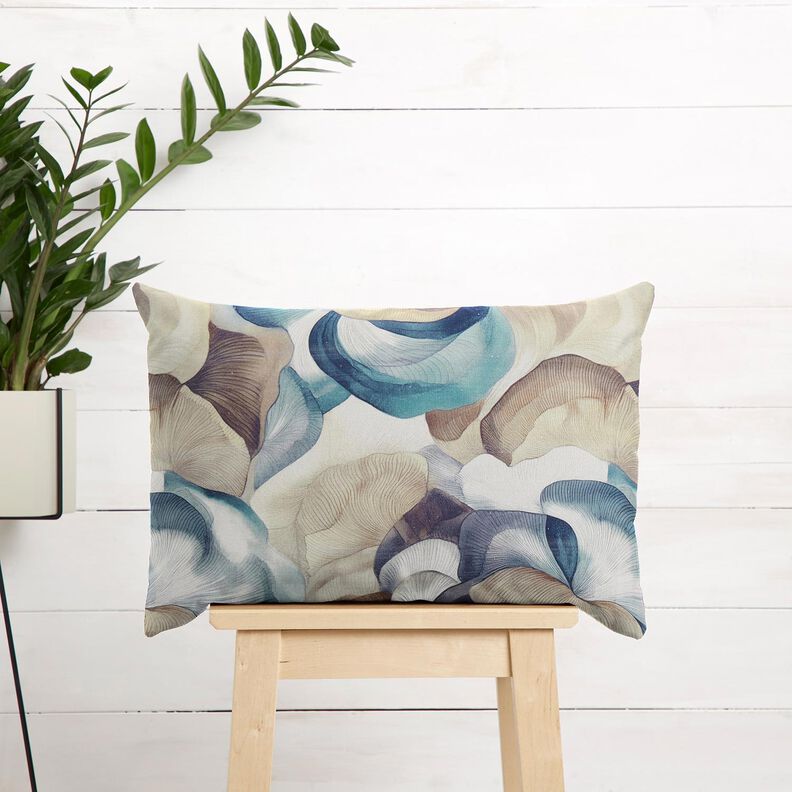 Decostof Half panama abstracte plant – blauw/koper, image number 7