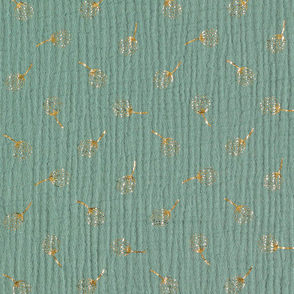 Mousseline/dubbel gehaakte stoffen Glitter paardenbloemen – riet/goud, image number 1