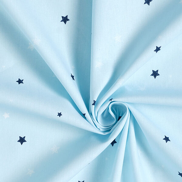GOTS Katoenpopeline skribbel-look sterren | Tula – lichtblauw,  image number 3
