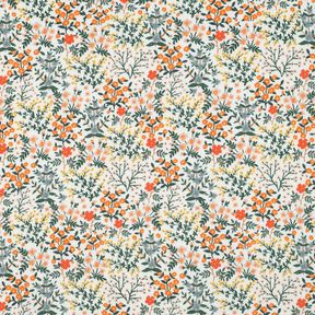 Mousseline/dubbel gehaakte stoffen Bloemenweide Digitaal printen | Poppy Fabrics – ecru/perzik, 