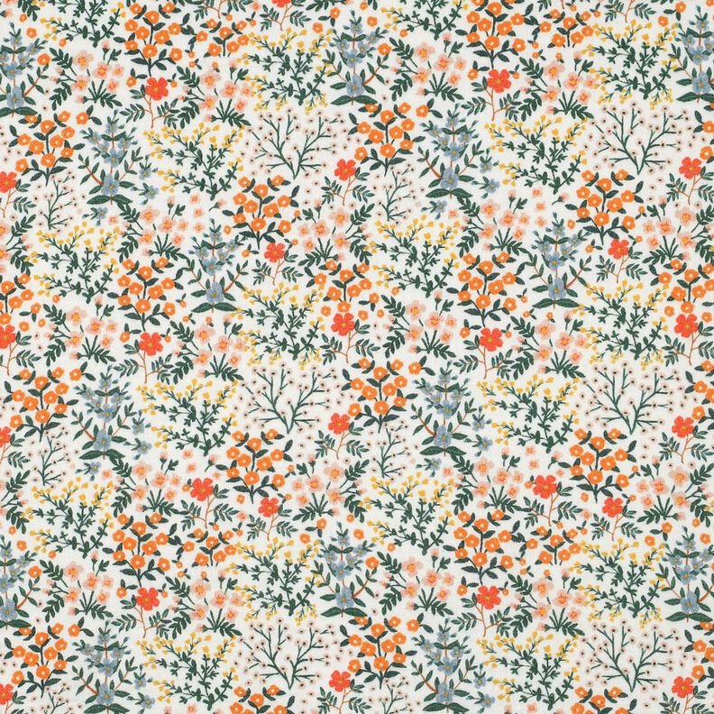 Mousseline/dubbel gehaakte stoffen Bloemenweide Digitaal printen | Poppy Fabrics – ecru/perzik, image number 1