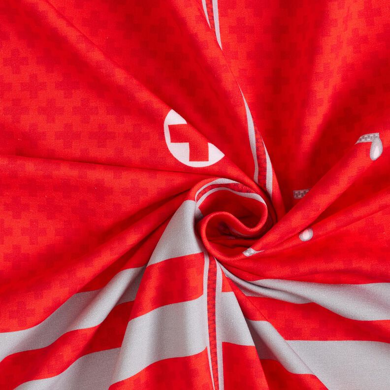 French Terry Panel Spoedarts zijn | Stoff&Liebe – rood/zilvergrijs,  image number 3