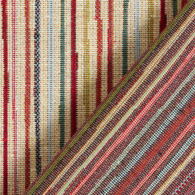 Decostof Gobelin felgekleurde strepen – lichtbeige/karmijnrood, image number 4