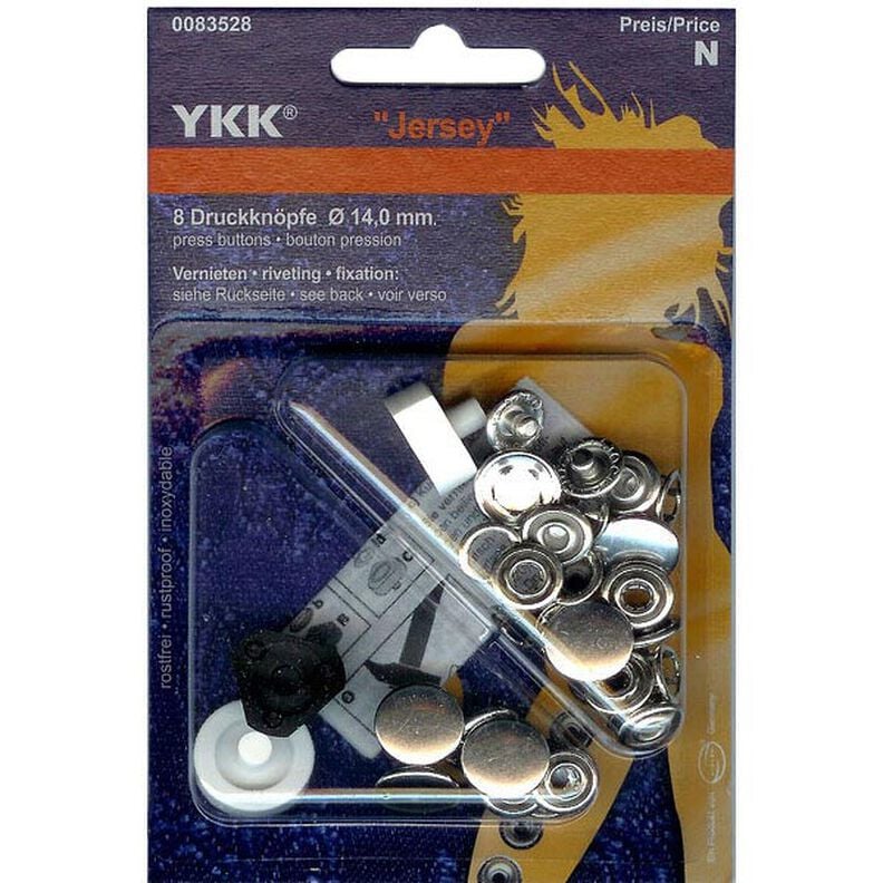 Naaivrije drukknoop Jersey 7 – zilver | YKK, image number 1