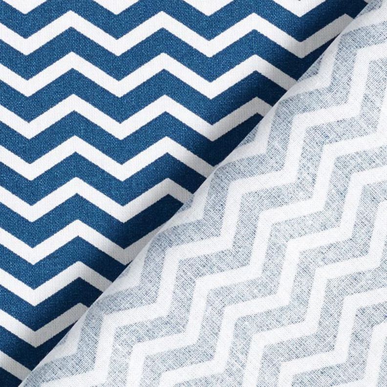 Katoenen stof Cretonne Zigzag – marineblauw/wit,  image number 5