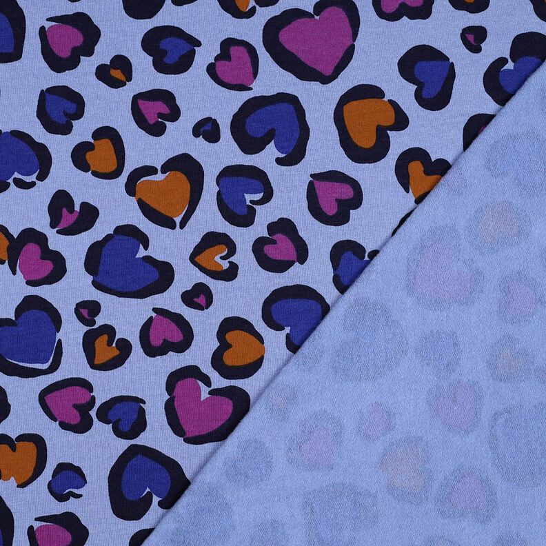 Sweatshirt geruwd kleurrijke harten | Poppy Fabrics – staalblauw,  image number 4