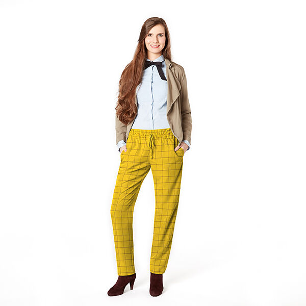 Viscosemix stretch ruiten – mosterd/zwart, image number 7