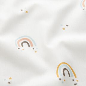 Katoenpopeline Regenboogsterrendouche – ivoor, 