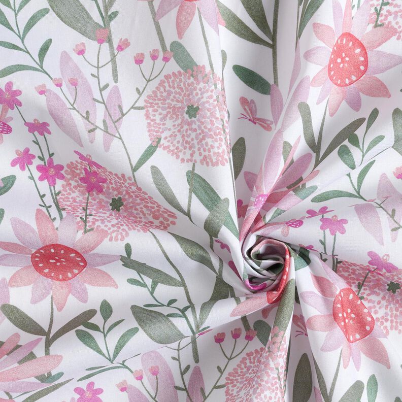 Katoenpopeline grote weidebloemen Digitaal printen | Poppy Fabrics – wit,  image number 3