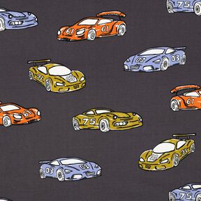 French Terry sommersweat Raceauto's | Poppy Fabrics – grijs, 