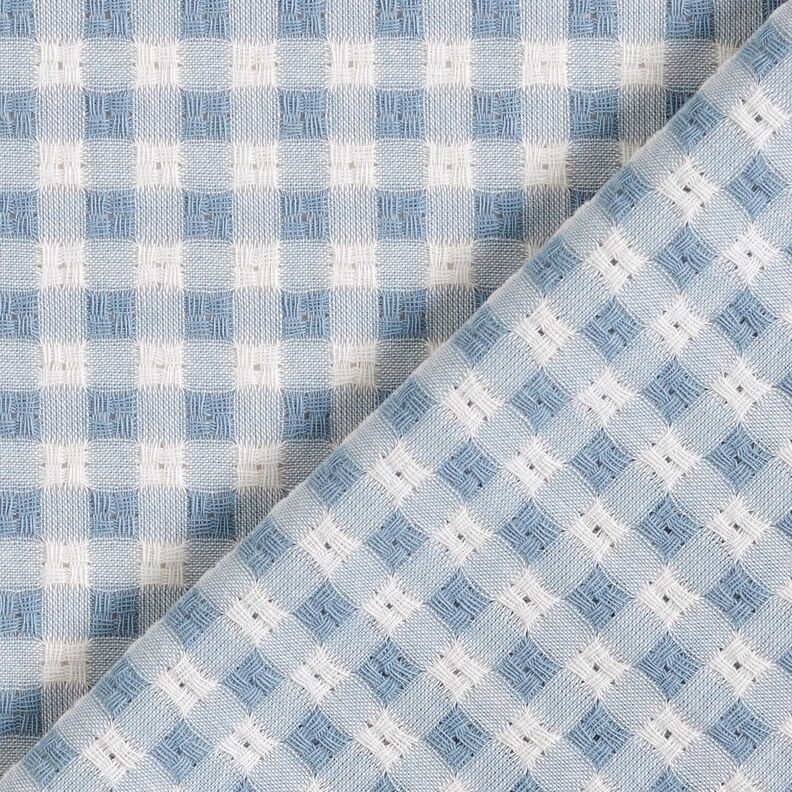 Katoenen stof gestructureerde ruiten – wit/lichtblauw,  image number 5