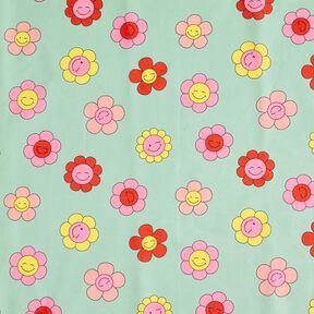 Gecoate katoen vrolijke bloemen | Poppy Fabrics – mint/citroengeel, 
