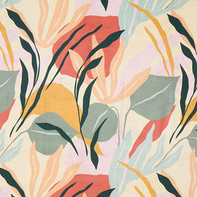 Decostof Half panama abstracte planten – natuur/licht mint, 