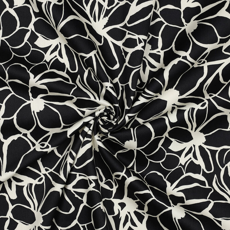 Katoensatijn Magnolia | Nerida Hansen – zwart/ecru,  image number 3