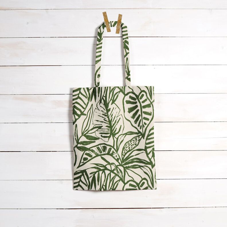 Decostof Half panama geschilderde Monstera – creme/pijn,  image number 8