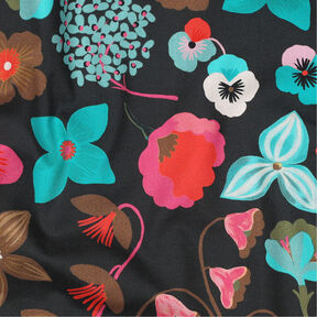 Katoenpopeline Meadow Flower Digitaal printen | Nerida Hansen – zwart/turkoois, 