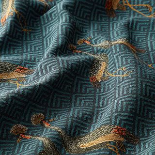 Jacquard gobelin Pauwen – petroleum, 