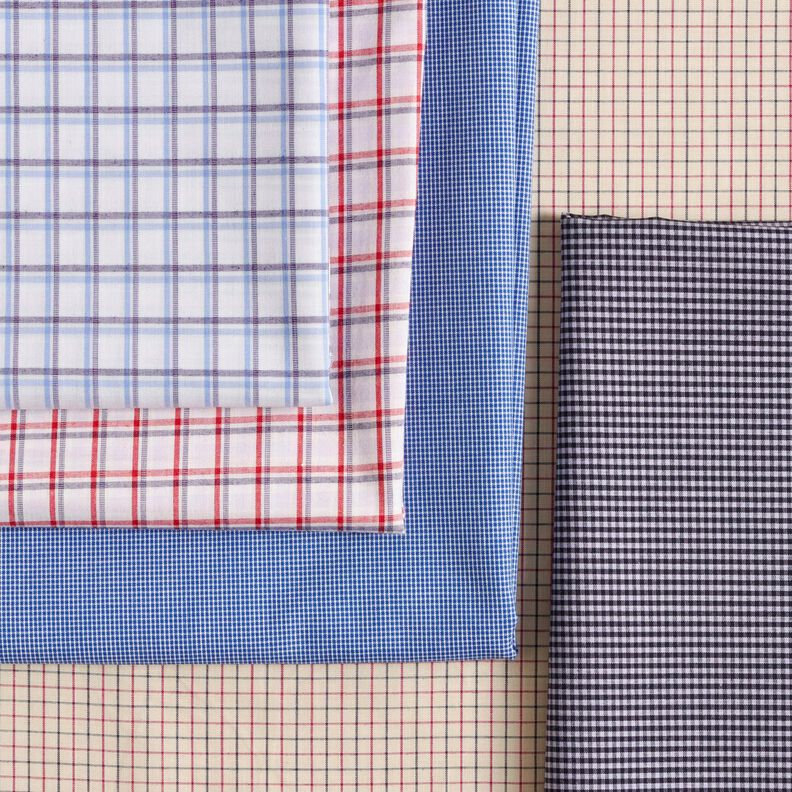 Overhemdenstof fijne ruit – beige/marineblauw,  image number 5
