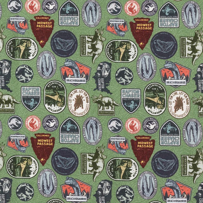 Katoenpopeline Jurassic Park-patches Licentiestof | Universal Studios – pijn,  image number 1