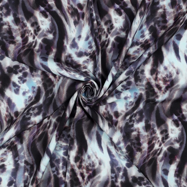 LENZING™ ECOVERO™ viscosestof dieren digitale print – zwart blauw/ijsblauw,  image number 3