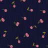 Mousseline/dubbel gehaakte stoffen opgestikte kersen | Poppy Fabrics – nachtblauw/roze,  thumbnail number 1