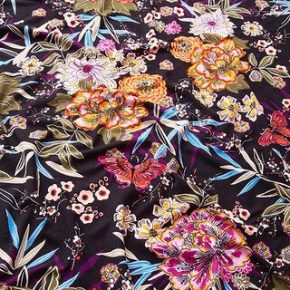 Viscosejersey bloemenboeket – zwart, 