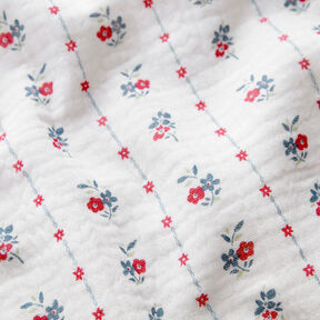 Mousseline/dubbel gehaakte stoffen Traditionele bloemen | by Poppy wit/framboos, 