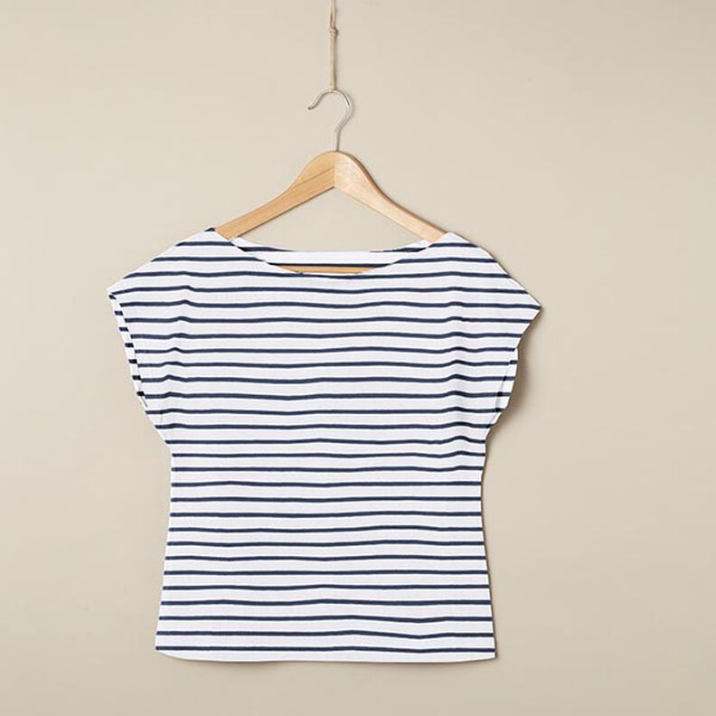 Katoenjersey smalle en brede strepen – wit/marineblauw,  image number 6