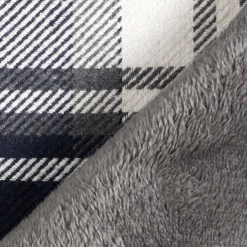 Jasstof met bonten detail geruit – nachtblauw/leigrijs, image number 4