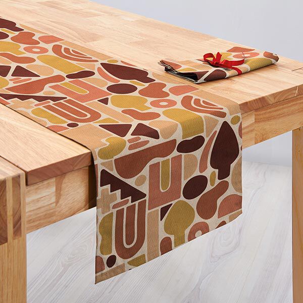 Decostof jacquard retro vormen gerecycled – currygeel/natuur, image number 7