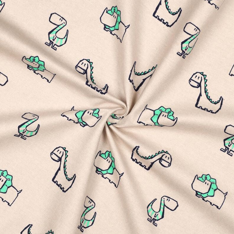 Katoenflanel Brutale dinosaurussen | Poppy Fabrics – natuur/smaragdgroen,  image number 3